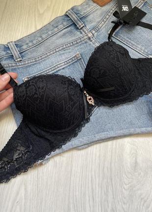 Лифчик чёрный кружевной чашка а с кружевом 65а 70а 75а 80а на маленькую грудь бюстгальтер