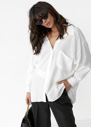 Базовая классическая женская белая блузка рубашка оверсайз прямого фасона4 фото