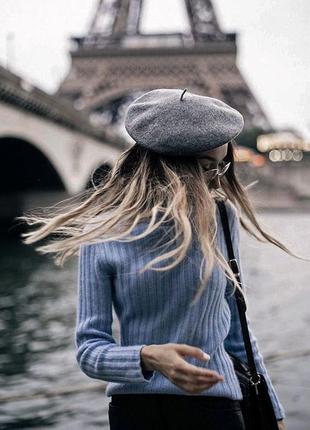 Беретик беретка берет змішаний шерстяний шерсть сірий вовняний новий якісний