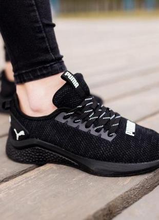 Жіночі кросівки puma hybrid runner black «white logo» знижка sale / smb