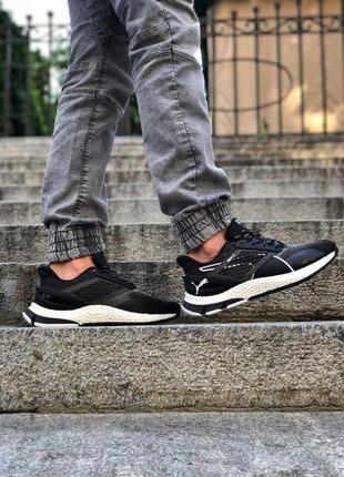 Мужские кроссовки puma hybrid runner v2 black white 1 / smb8 фото