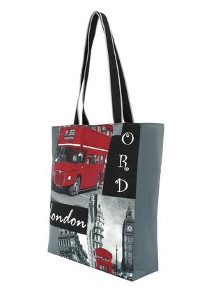 Жіноча текстильна сумка з принтом лондона. сумка-шоппер. сумка на плече2 фото
