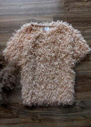 Неймовірна пухната блуза кофта блузка з пір'я від zara