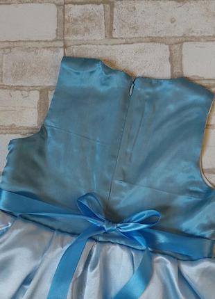 Нарядное голубое платье с кружевом на девочку5 фото