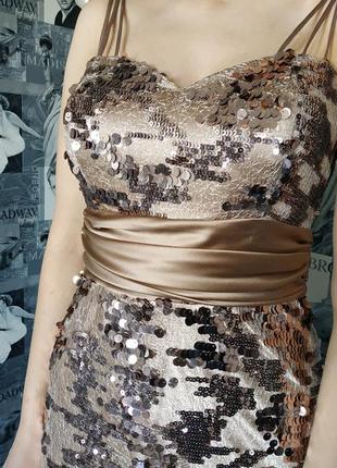 Шикарное вечернее выпускное платье в пол в пайетках3 фото