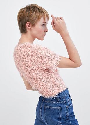 Невероятная пухнутая блуза кофта блузка из перьев от zara