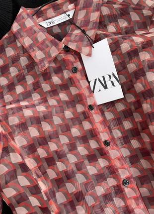 Стильная полупрозрачная блуза рубашка zara4 фото