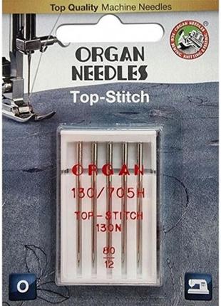 Голки швейні для штопання та вишивання organ top-stitch №80 для побутових швейних машин блістерна упаковка 5 штук