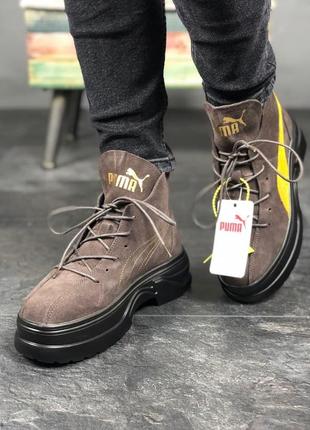 Женские кроссовки puma spring boots brown yellow black / smb