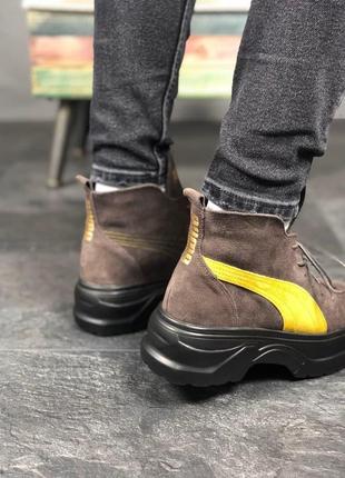 Женские кроссовки puma spring boots brown yellow black / smb7 фото