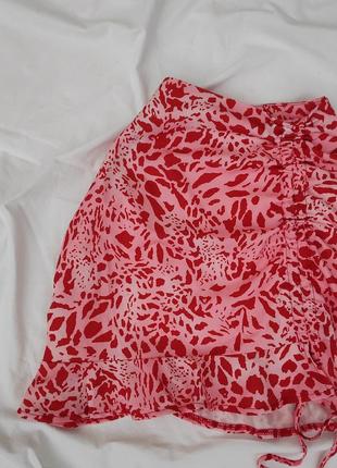 Юбка со стяжкой сбоку ✨ shein ✨ анималистический принт плямистая юбка2 фото