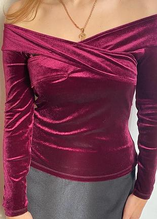 Велюрова кофта зі спущеними плечима river island