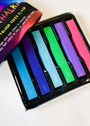 Цветные мелки для окрашивания волос hair chalk 6 цветов