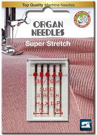 Иглы швейные для cтрейча, лайкры organ super stretch №75/90 для бытовых машин блистерная упаковка 5 шт (7014)