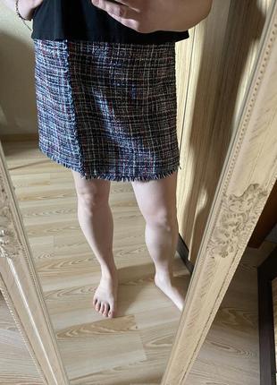 Твидовая мини юбка стиль шанель 50-52 р3 фото