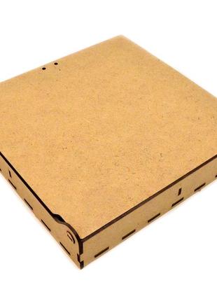 Коробка з 4 осередками 21х21х3см подарункова упаковка із мдф крафтова дерев'яна коробочка для подарунка сніжинка5 фото