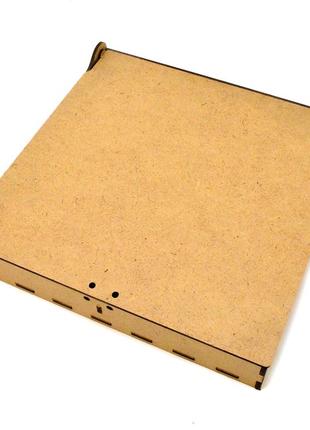Коробка с 4 ячейками 21х21х3см подарочная упаковка из мдф крафтовая деревянная коробочка для подарка снежинка4 фото