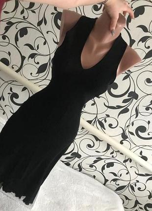 Черное платье в рубчик zara