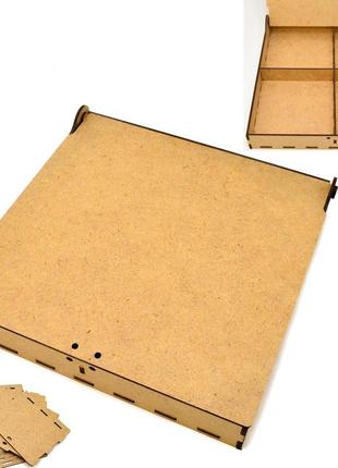 Коробка с ячейками (в разобранном виде) 21х21х3см подарочная деревянная мдф  коробочка для подарка снежинка4 фото