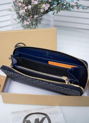 Синий женский большой кошелек портмоне на молнии из эко-кожи3 фото