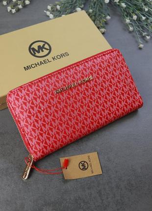 Червоний жіночий класичний великий гаманець портмоне на змійці з еко-шкіри