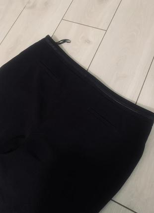 Брюки штаны классические прямые с эко кожей база черные9 фото