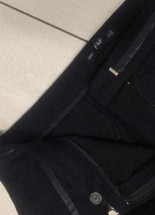 Брюки штаны классические прямые с эко кожей база черные5 фото