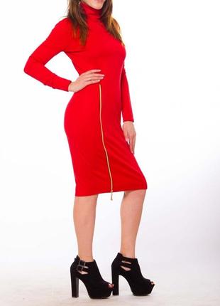 Платье миди на молнии на бедре новое