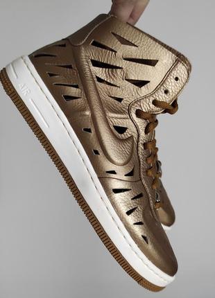 Новые кроссовки nike air force кожа золотые оригинал найк форсы кожаные ...