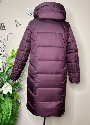 Удлиненная зимняя женская куртка 117 / р.48-64 / бордо2 фото