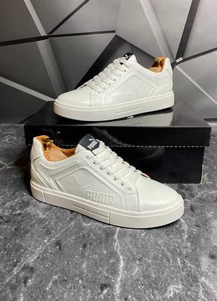 Стильные кеды белые пума puma кожаные мужские (весна/осень/деми/демисезонные,лето) весенние, осенние, летние 4