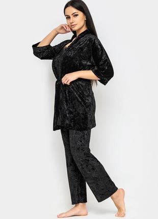 Большие размеры!домашняя одежда, велюровый комплект для сна халат и пижама( майка+штаны)6 фото