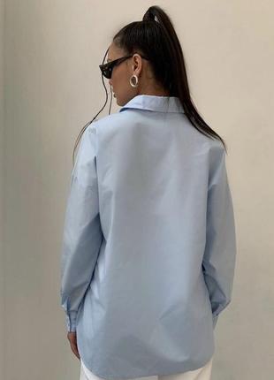 Жіноча сорочка класична біла чорна блакитна котон бавовна весняна6 фото