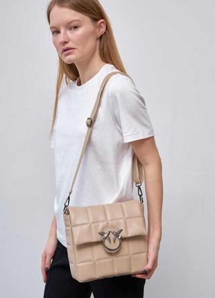 Жіноча сумка квадратна сумка бежева сумка стьобана сумка через плече клатч через плече кросбоді