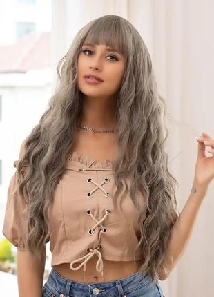 Парик,перука,синтетический парик с локонами и чёлкой