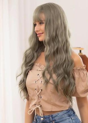 Парик,перука,синтетический парик с локонами и чёлкой
