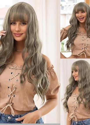 Парик,перука,синтетический парик с локонами и чёлкой