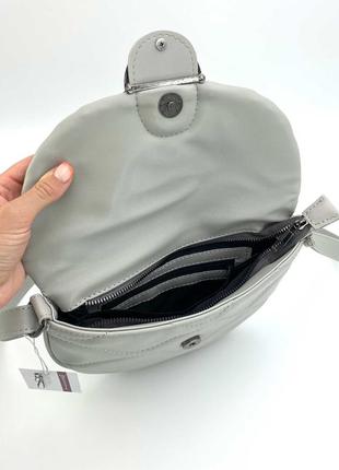 Женская сумка серая сумка полукруг сумка через плечо серый клатч через плечо кросбоди3 фото