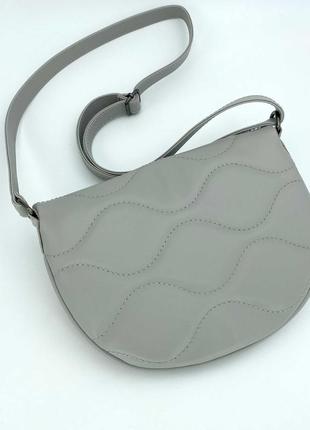 Женская сумка серая сумка полукруг сумка через плечо серый клатч через плечо кросбоди4 фото