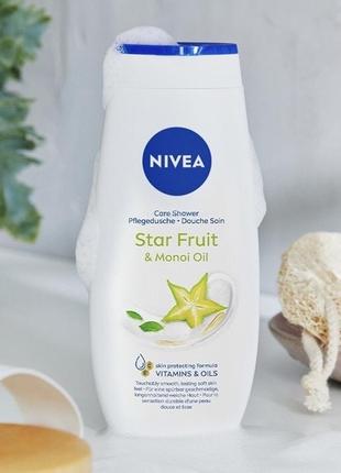 Гель с ароматом карамболь и масло монои гель уход для душа тела nivea star fruit & monoi oil