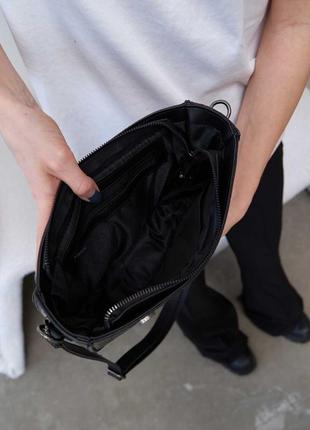 Женская сумка полукруг черная сумка через плечо сумка рептилия черный клатч рептилия кроссбоди3 фото