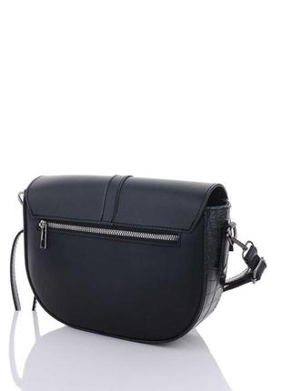 Женская сумка полукруг черная сумка через плечо сумка рептилия черный клатч рептилия кроссбоди4 фото