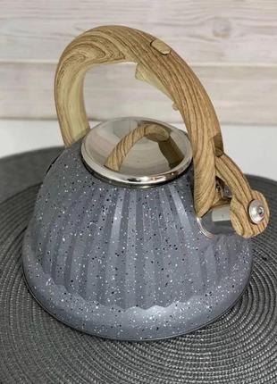 Чайник зі свистком 3л мармурове покриття edenberg eb-8810 чайник для індукційної плити чайник газовий