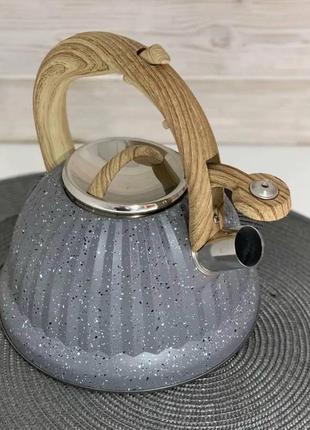 Чайник со свистком 3л мраморное покрытие edenberg eb-8810 чайник для индукционной плиты чайник газовый2 фото