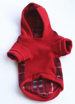 Одяг для собак. осінньо-весняна худі з капюшоном на флісі червоне m04403 фото