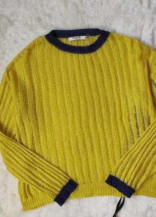 Полу прозрачный легкий натуральный желтый свитер кофта вязаная оверсайз батал  sweewe paris1 фото