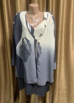 Блузка двошарова шифонова великого розміру розмір 6xl/7xl