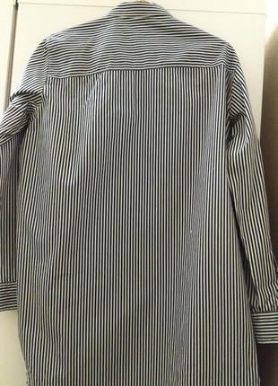 Распродажа !!!!модная удлиненная  женская рубашка зара в полоску с вышивкой2 фото