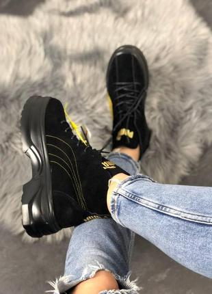 Женские кроссовки puma spring boots black yellow / smb6 фото