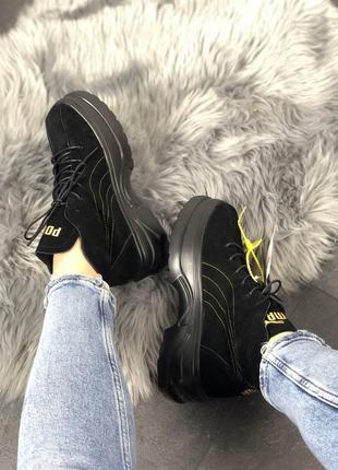 Жіночі кросівки puma spring boots black yellow / smb9 фото